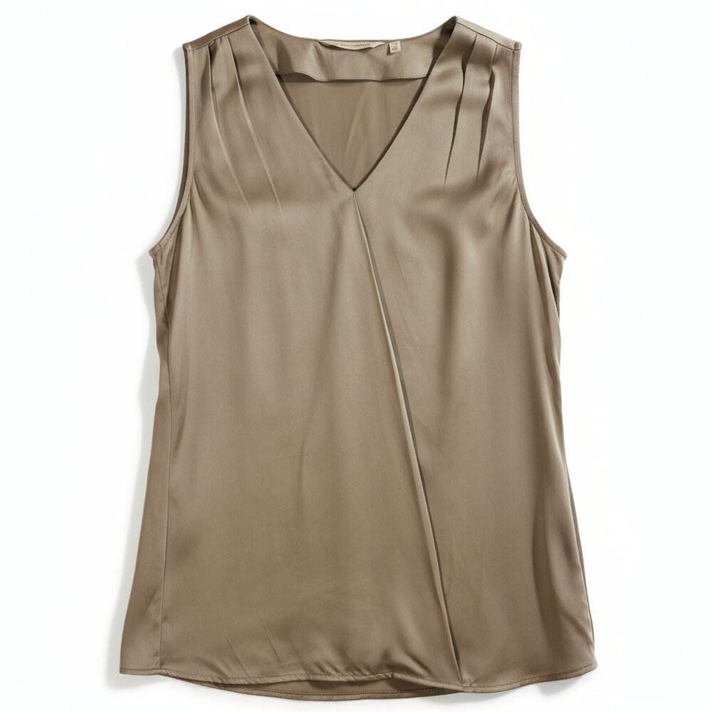 Soft Surroundings Tan Draped Surplice Sleeveless Top Tunic Size S
